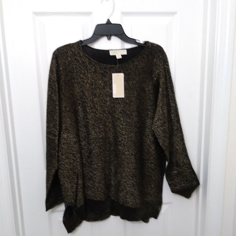 SOLD SOLD Michael Kors Gold Metallic Party Ready Tunic Top Large - Picture 13 of 16